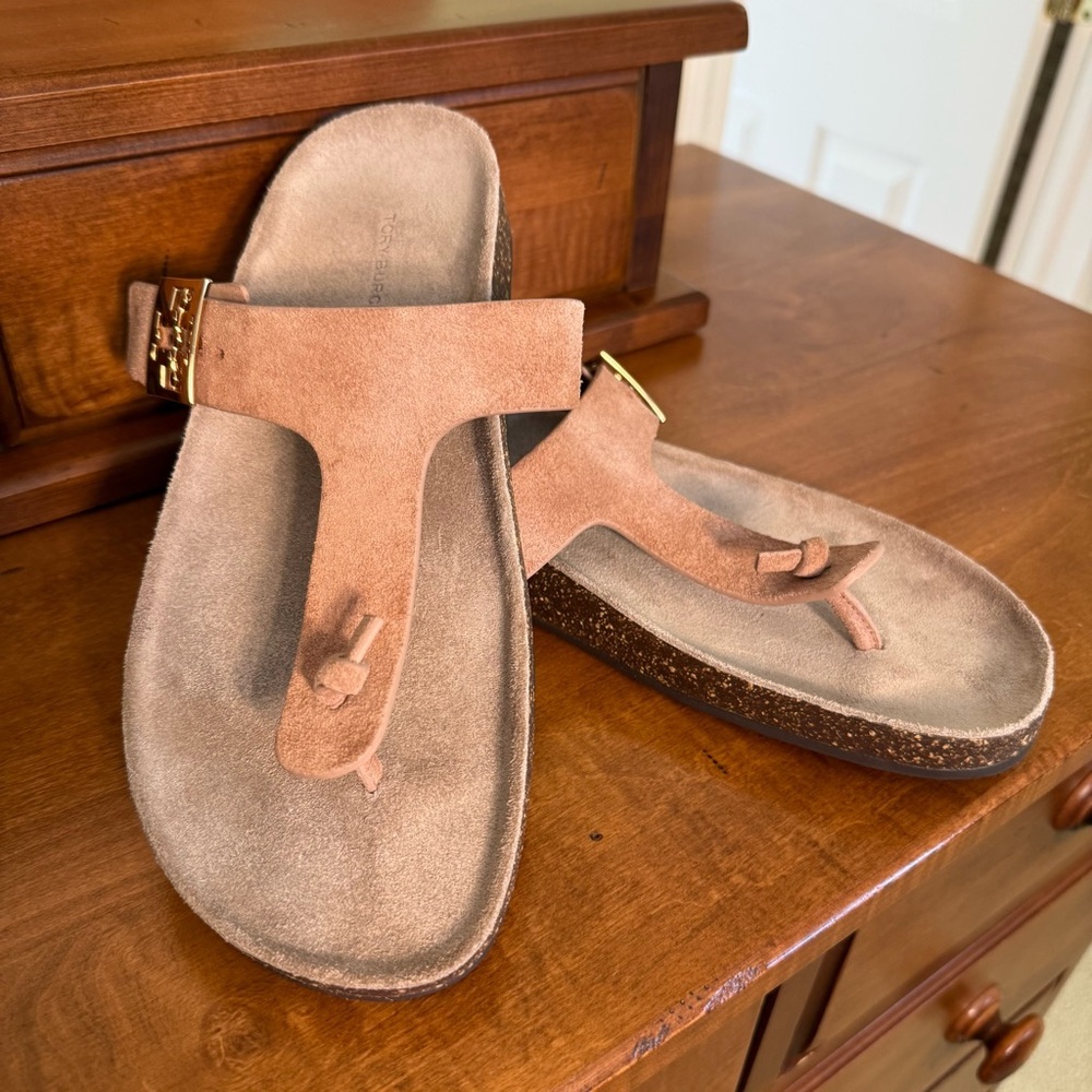 Tory Burch Mellow Thong Blush Pink Leather Sandals - Picture 4 of 10
